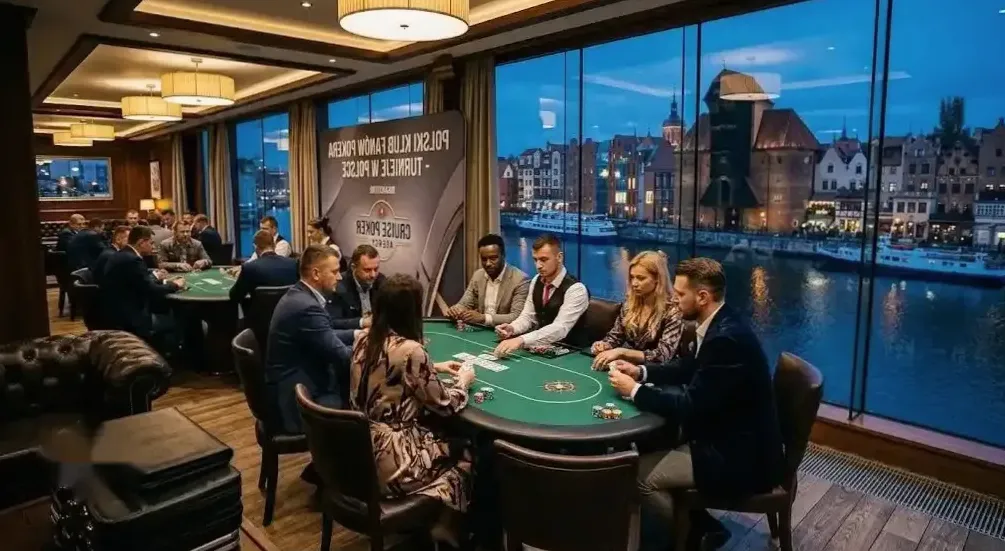 Krupier rozdający karty na pokładzie